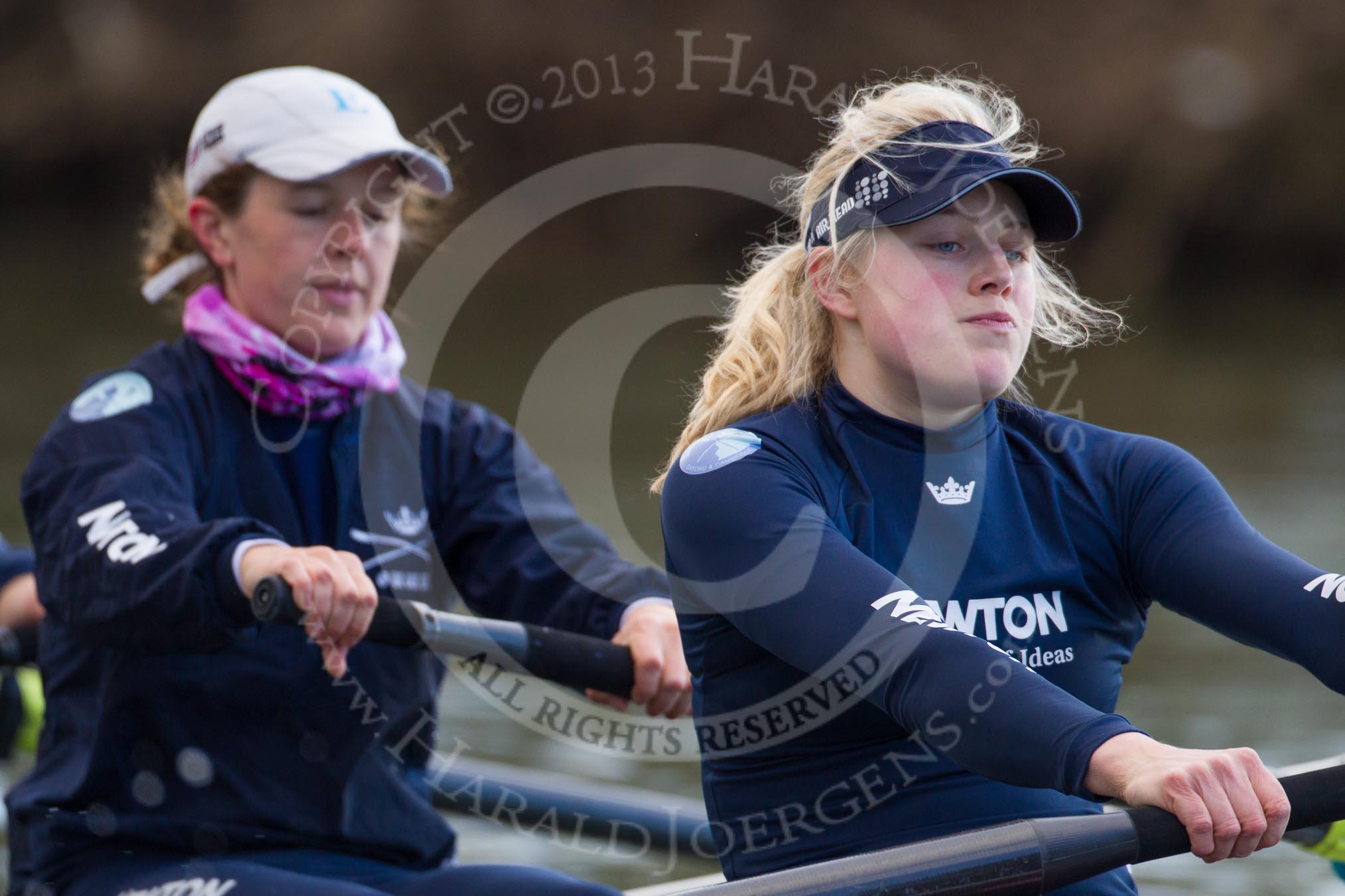 The Boat Race season 2013 - OUWBC training: In the OUWBC Blue Boat 4 seat Jo Lee and 5 seat Amy Varney..
River Thames,
Wallingford,
Oxfordshire,
United Kingdom,
on 13 March 2013 at 17:01, image #41