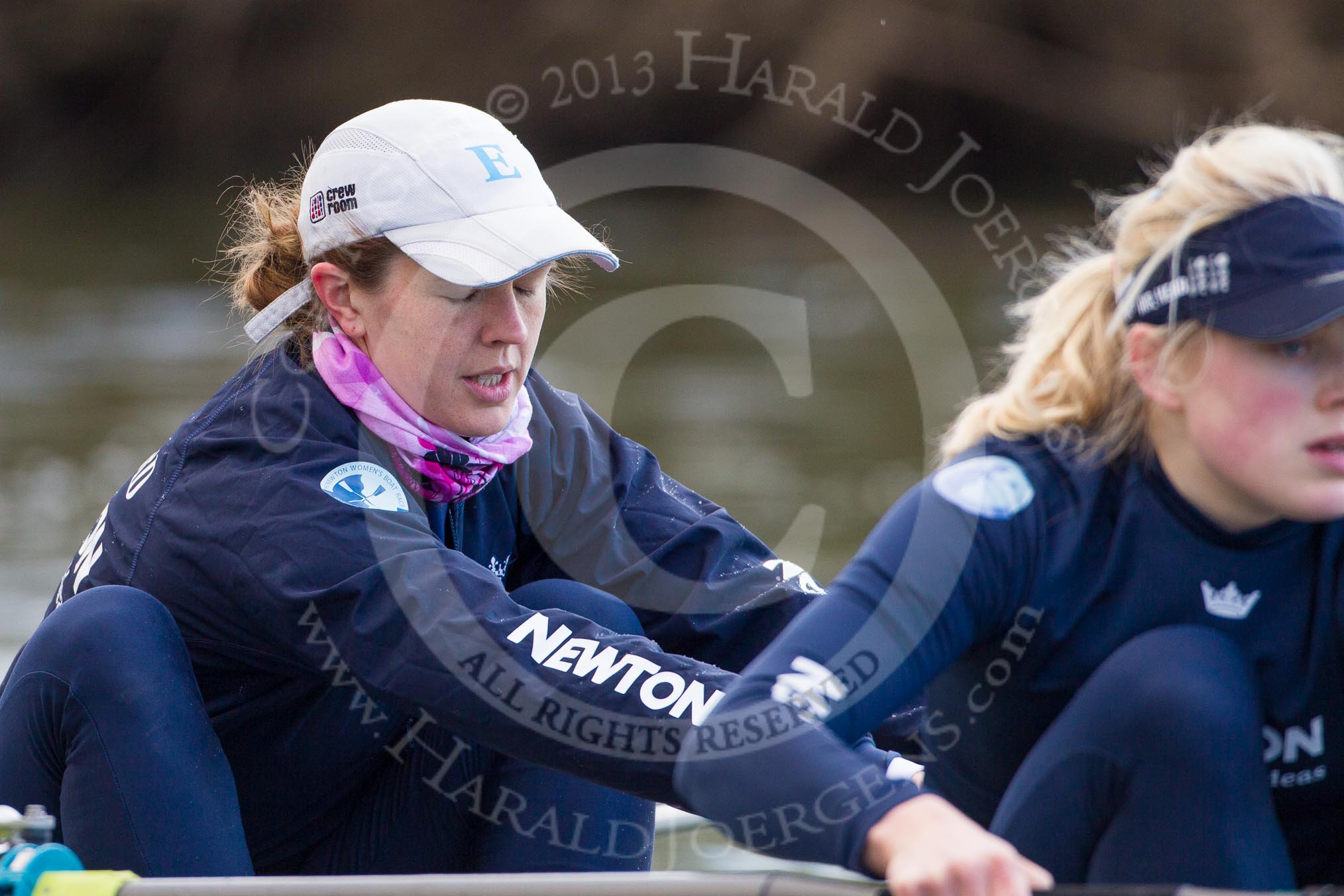 The Boat Race season 2013 - OUWBC training: In the OUWBC Blue Boat 4 seat Jo Lee and 5 seat Amy Varney..
River Thames,
Wallingford,
Oxfordshire,
United Kingdom,
on 13 March 2013 at 17:02, image #42