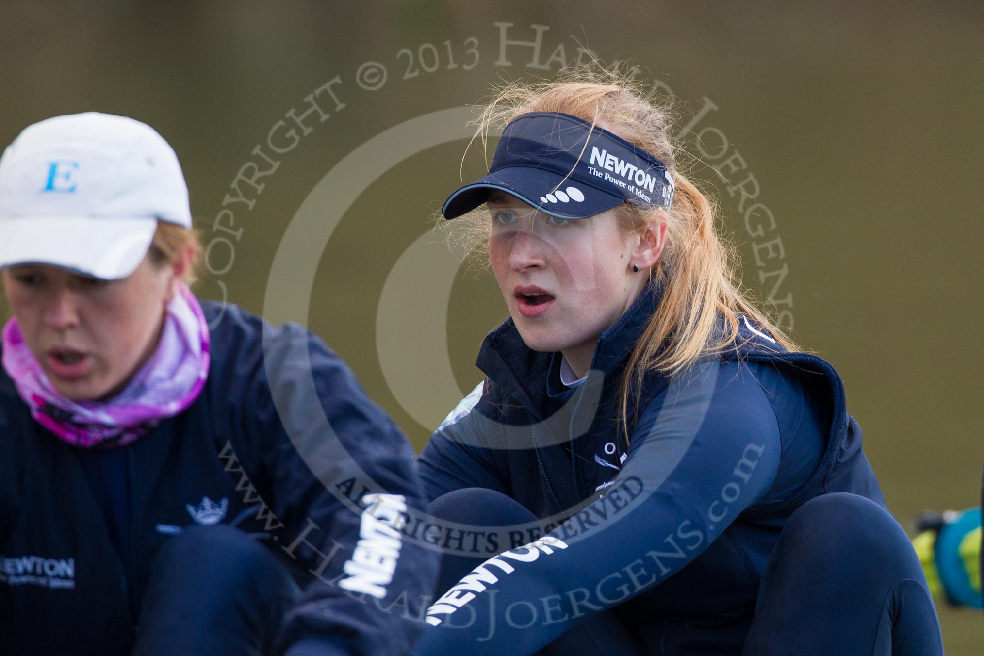 The Boat Race season 2013 - OUWBC training: In the OUWBC Blue Boat 4 seat Jo Lee and 5 seat Mary Foord-Weston..
River Thames,
Wallingford,
Oxfordshire,
United Kingdom,
on 13 March 2013 at 17:03, image #53