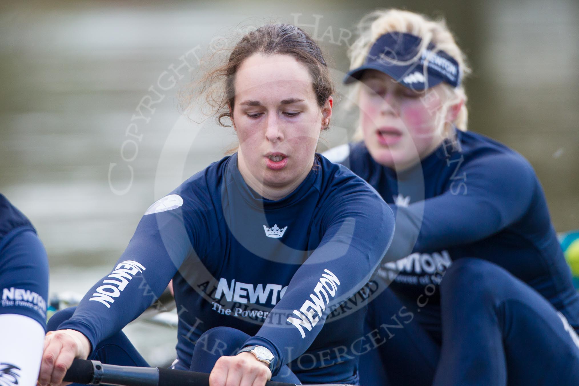The Boat Race season 2013 - OUWBC training: In the OUWBC Blue Boat 6 seat Harriet Keane and 5 seat Amy Varney..
River Thames,
Wallingford,
Oxfordshire,
United Kingdom,
on 13 March 2013 at 17:04, image #57