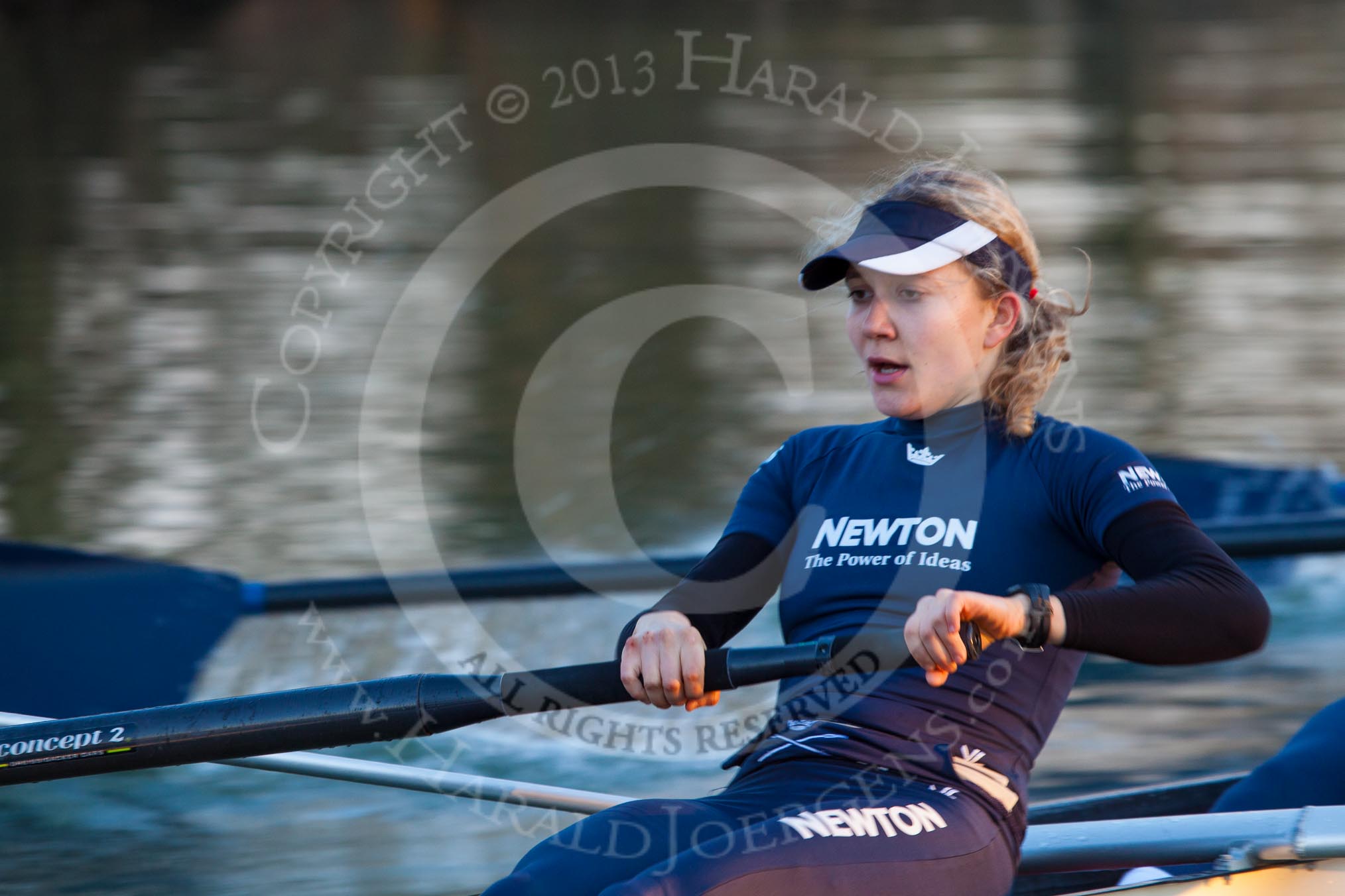 The Boat Race season 2013 - OUWBC training: OUWBC Blue Boat stroke Maxie Scheske..
River Thames,
Wallingford,
Oxfordshire,
United Kingdom,
on 13 March 2013 at 17:31, image #156