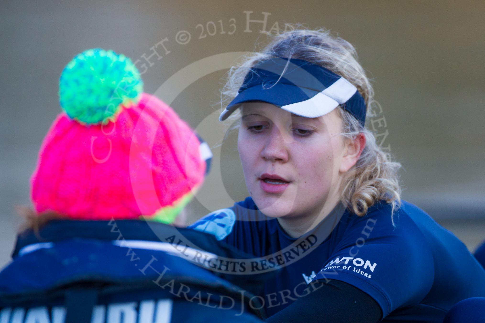The Boat Race season 2013 - OUWBC training: OUWBC Blue Boat stroke Maxie Scheske with cox Katie Apfelbaum..
River Thames,
Wallingford,
Oxfordshire,
United Kingdom,
on 13 March 2013 at 17:31, image #160
