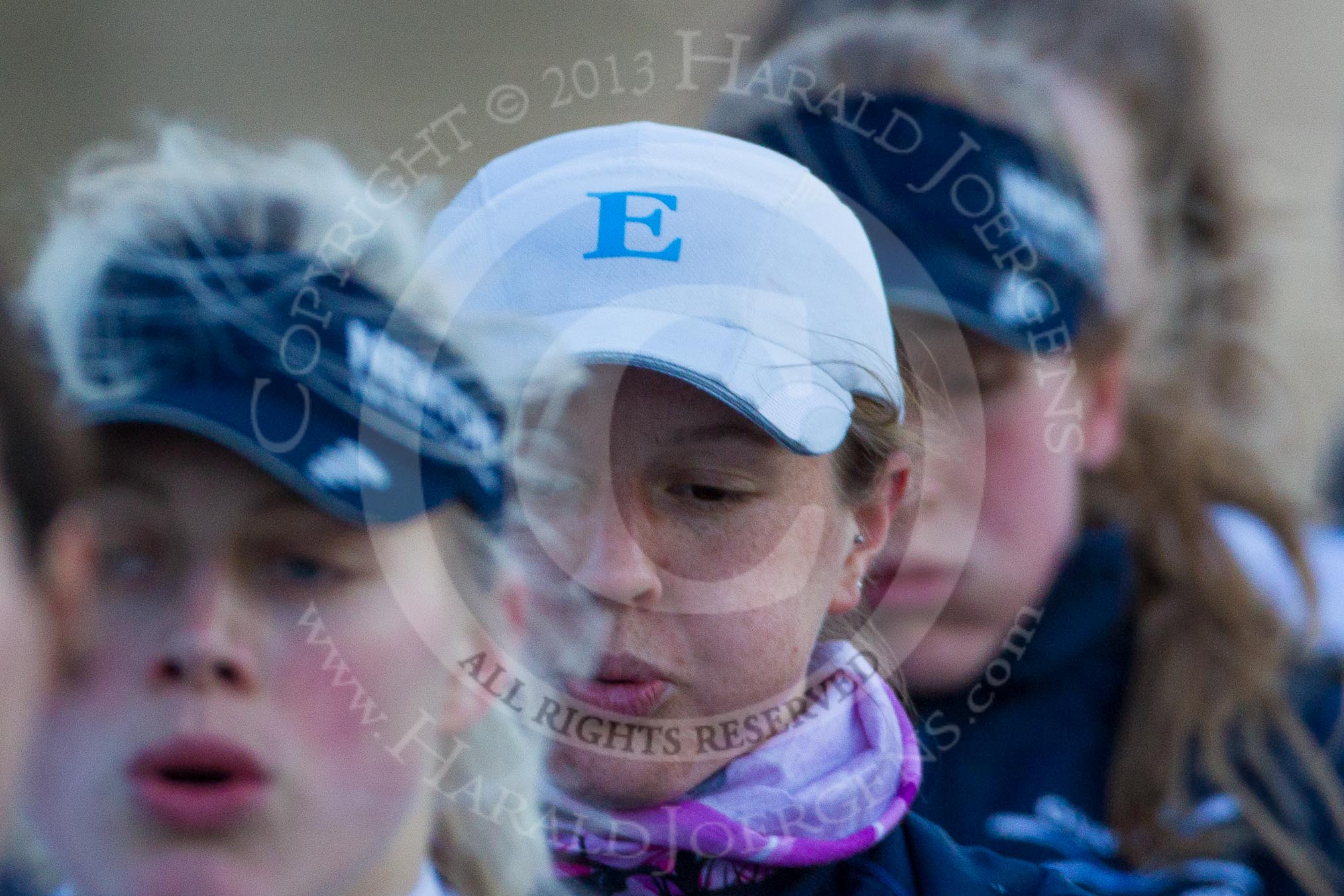 The Boat Race season 2013 - OUWBC training: OUWBC Blue Boat close-up: 5 seat Amy Varney, 4 seat Jo Lee (in focus), and 3 seat Mary Foord-Weston..
River Thames,
Wallingford,
Oxfordshire,
United Kingdom,
on 13 March 2013 at 17:31, image #161