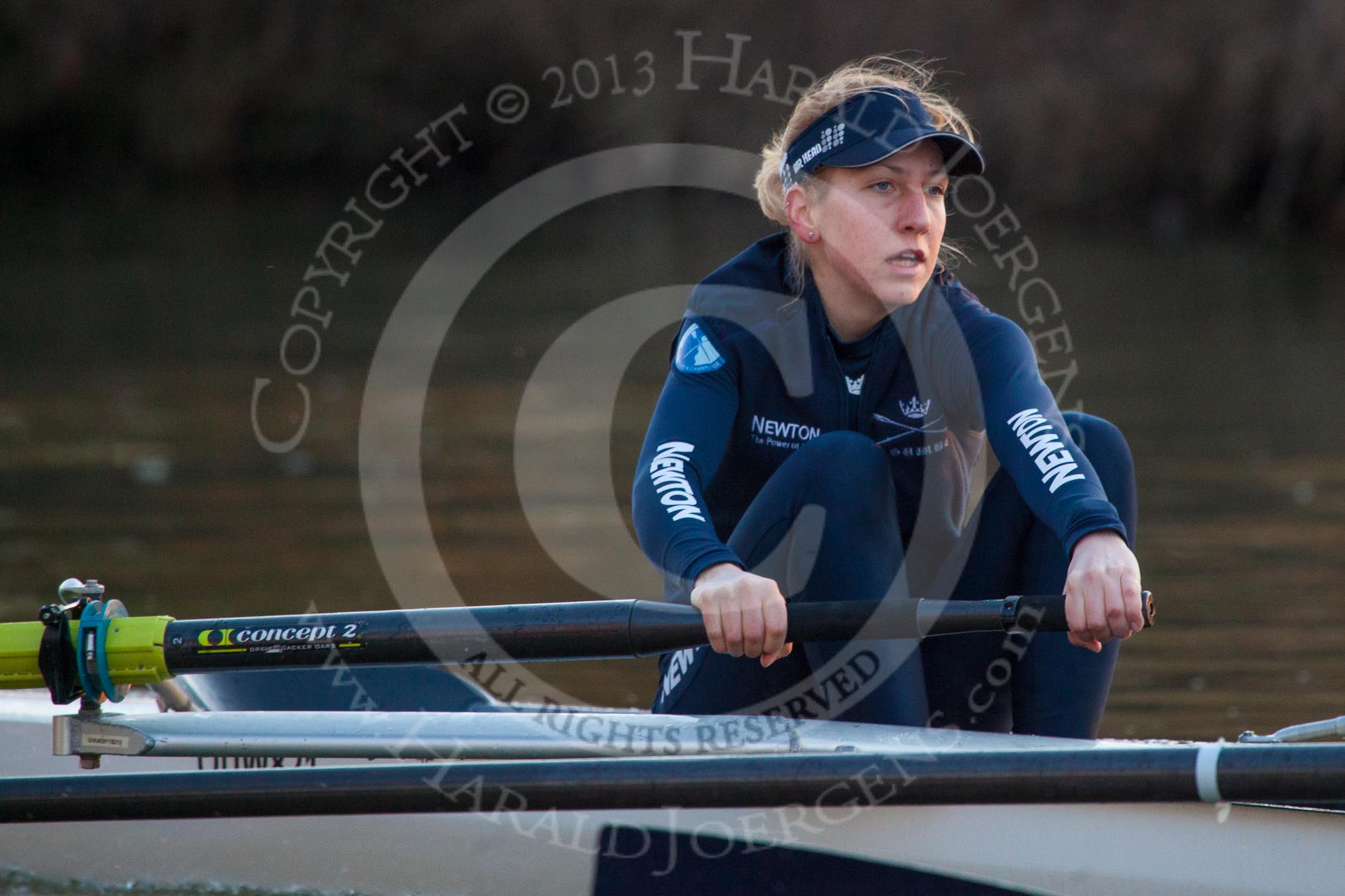 The Boat Race season 2013 - OUWBC training: OUWBC Blue Boat bow Mariann Novak..
River Thames,
Wallingford,
Oxfordshire,
United Kingdom,
on 13 March 2013 at 17:34, image #166