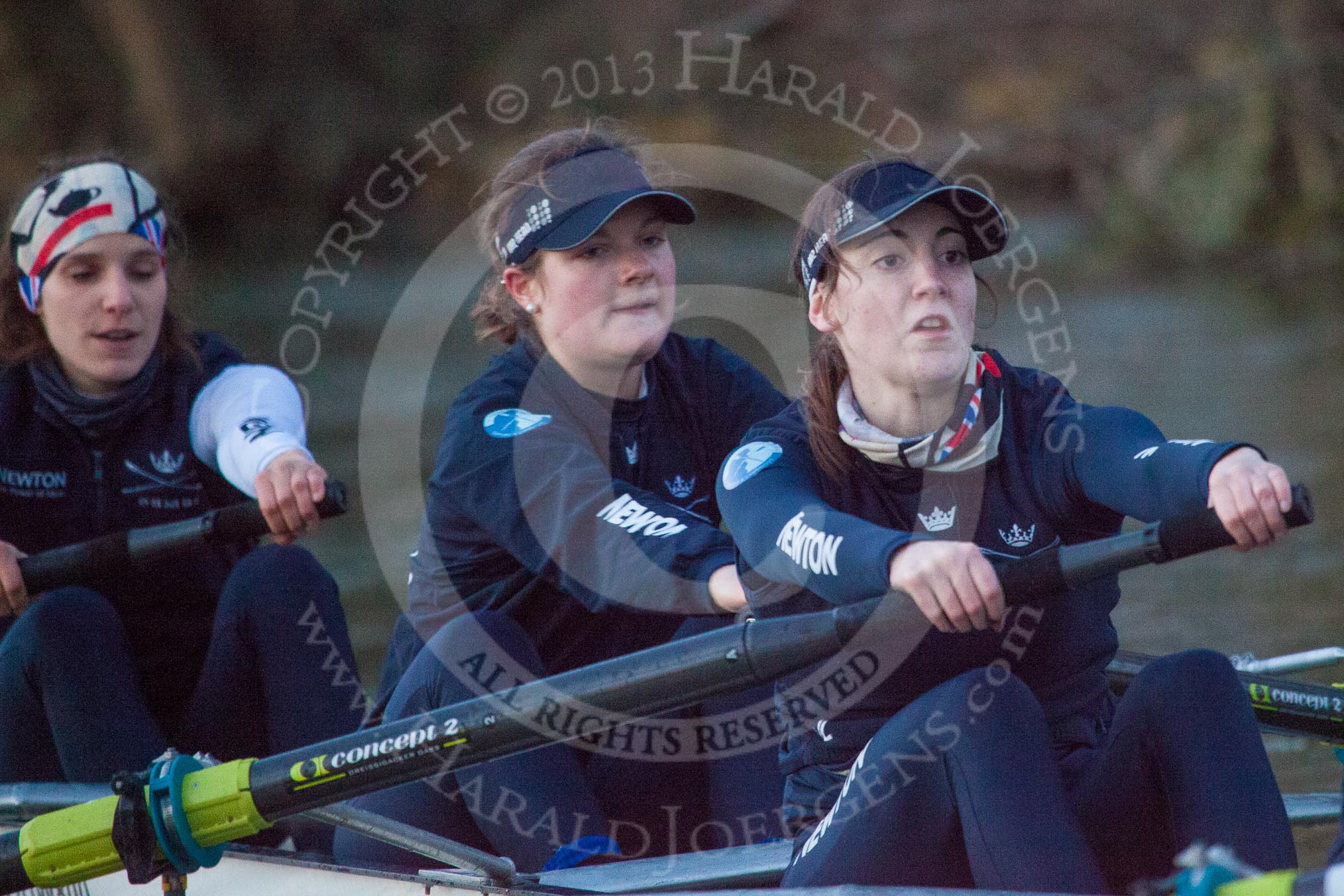 Photo 1303131805465D28616HaraldJoergens The Boat Race season 2013 - OUWBC training: In the OUWBC reserve boat Osiris - bow Coralie Viollet-Djelassi, 2 seat Elspeth Cumber, and Hannah Ledbury..
River Thames,
Wallingford,
Oxfordshire,
United Kingdom,
on 13 March 2013 at 18:06, image #226