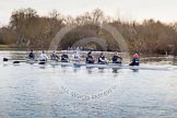 The Boat Race season 2013 - OUWBC training: The OUWBC Blue Boat during the training session - bow Mariann Novak, Alice Carrington-Windo, Mary Foord-Weston, Jo Lee, Amy Varney, Harriet Keane, Anastasia Chitty, stroke Maxie Scheske, and cox Katie Apfelbaum..
River Thames,
Wallingford,
Oxfordshire,
United Kingdom,
on 13 March 2013 at 17:10, image #94