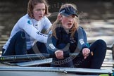 The Boat Race season 2013 - OUWBC training: OUWBC Blue Boat 2 seat Alice Carrington-Windo and 3 seat Mary Foord-Weston..
River Thames,
Wallingford,
Oxfordshire,
United Kingdom,
on 13 March 2013 at 17:34, image #168