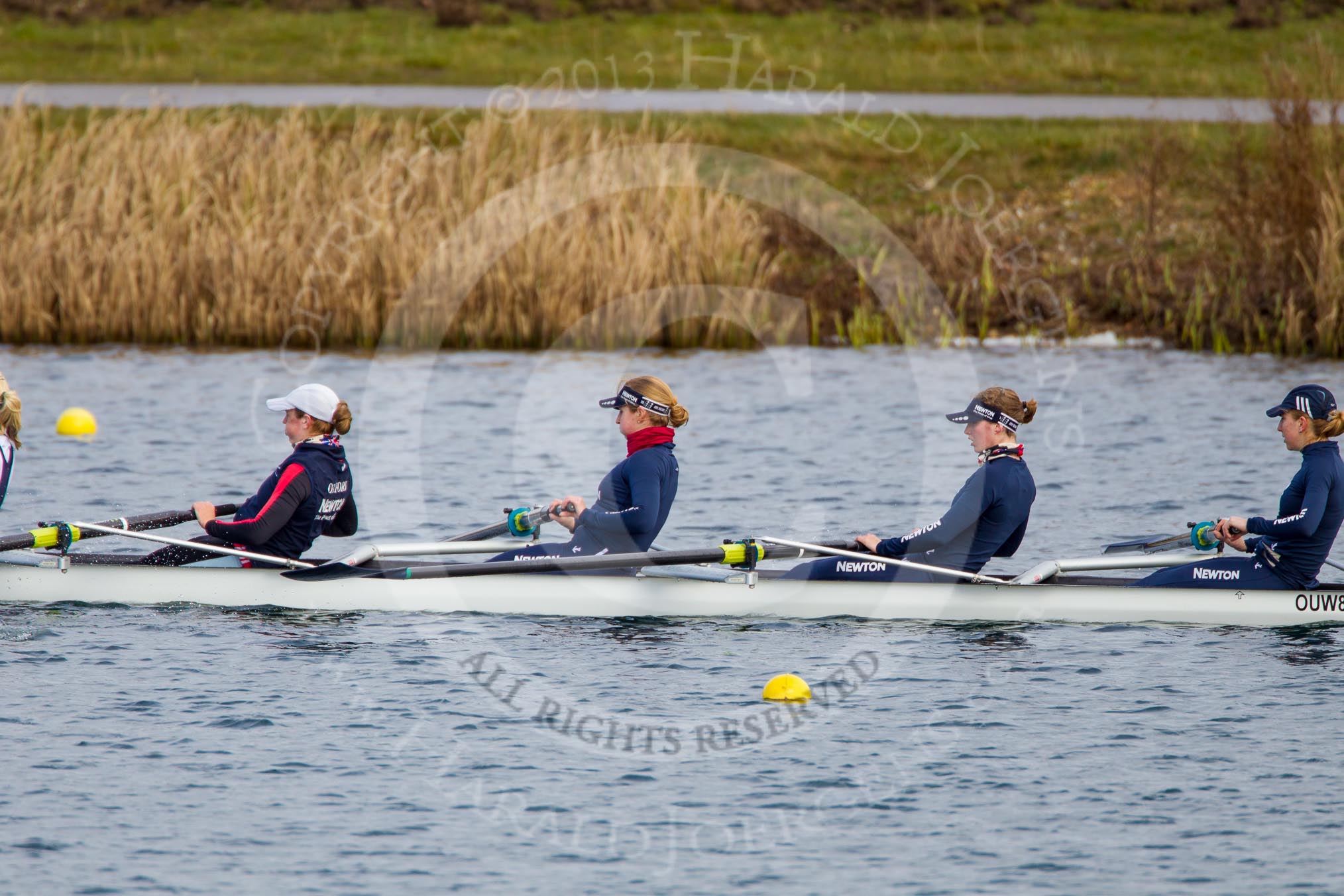 The Boat Race season 2013 - fixture OUWBC vs Olympians: In the Oxford (OUWBC) Blue Boat 4 seat Jo Lee, 3 Mary Foord-Weston, 2 Alice Carrington-Windo, and at bow Mariann Novak..
Dorney Lake,
Dorney, Windsor,
Buckinghamshire,
United Kingdom,
on 16 March 2013 at 11:49, image #95
