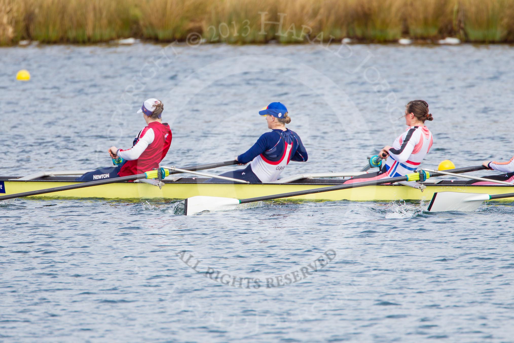 The Boat Race season 2013 - fixture OUWBC vs Olympians: In the Olympians boat cox stroke Caryn Davies, 7 Katherine Grainger and 6 Katherine Douglas..
Dorney Lake,
Dorney, Windsor,
Buckinghamshire,
United Kingdom,
on 16 March 2013 at 11:50, image #97