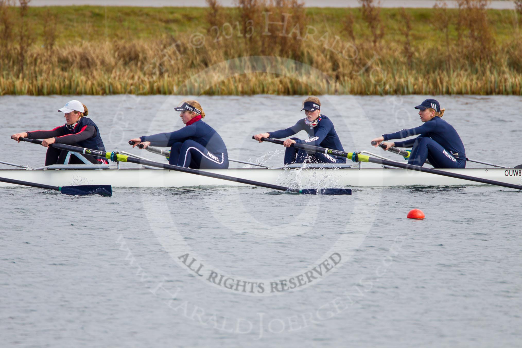 The Boat Race season 2013 - fixture OUWBC vs Olympians: In the Oxford (OUWBC) Blue Boat 4 seat Jo Lee, 3 Mary Foord-Weston, 2 Alice Carrington-Windo, and at bow Mariann Novak..
Dorney Lake,
Dorney, Windsor,
Buckinghamshire,
United Kingdom,
on 16 March 2013 at 11:50, image #98