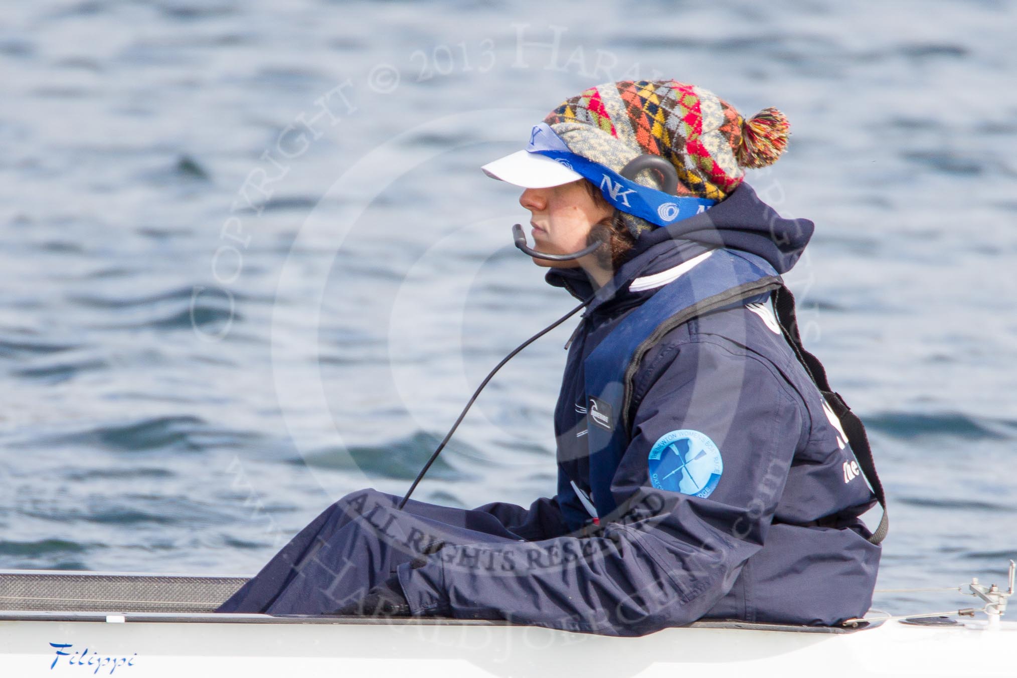 The Boat Race season 2013 - fixture OUWBC vs Olympians: Close-up of Osiris cox Sophie Shawdon..
Dorney Lake,
Dorney, Windsor,
Buckinghamshire,
United Kingdom,
on 16 March 2013 at 12:22, image #261