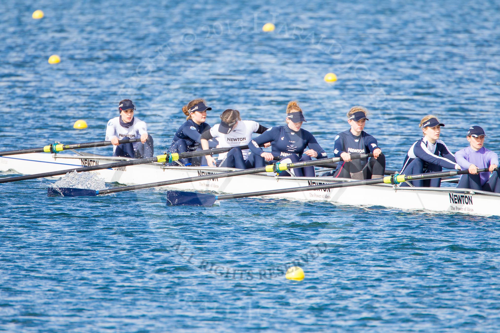 The Boat Race season 2013 - fixture OUWBC vs Olympians: In the Oxford (OUWBC) reserve boat Osiris at bow Coralie Viollet-Djelassi, 2 Elspeth Cumber, 3 Hannah Ledbury, 4 Eleanor Darlington, 5 Rachel Purkess, 6 Caitlin Goss and 7 Annika Bruger..
Dorney Lake,
Dorney, Windsor,
Buckinghamshire,
United Kingdom,
on 16 March 2013 at 12:22, image #271