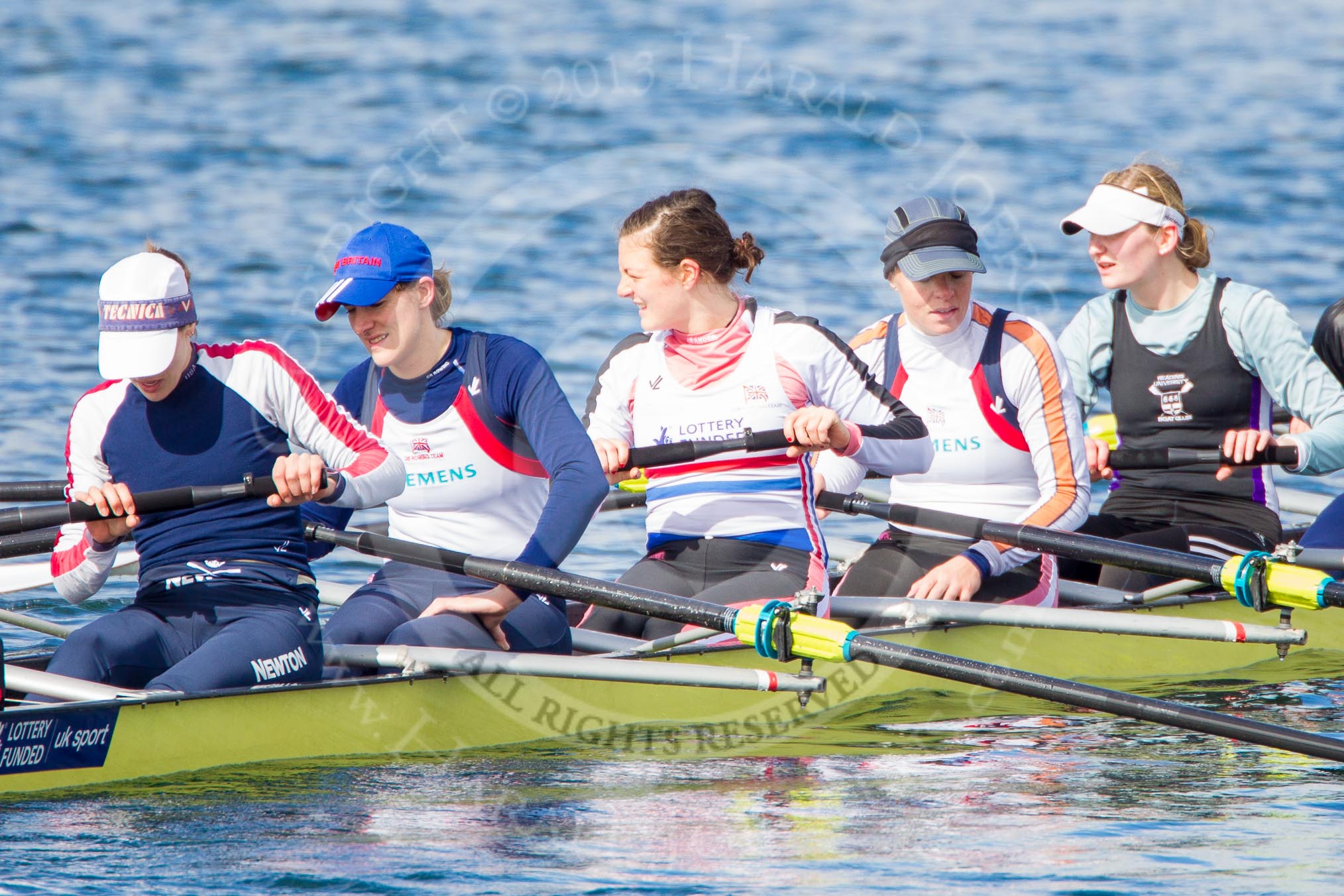 Photo 1303161223171D40959HaraldJoergens The Boat Race season 2013 - fixture OUWBC vs Olympians: In the Olympians boat stroke Caryn Davies, 7 Katherine Grainger, 6 Katherine Douglas, 5 Anna Watkins and 4 Bethan Walters..
Dorney Lake,
Dorney, Windsor,
Buckinghamshire,
United Kingdom,
on 16 March 2013 at 12:23, image #289