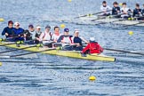 The Boat Race season 2013 - fixture OUWBC vs Olympians: In the Olympians boat at bow Natasha Townsend, 2 Kate Johnson, 3 Christiana Amacker, 4 Bethan Walters, 5 Anna Watkins, 6 Katherine Douglas, 7 Katherine Grainger, stroke Caryn Davies and cox Victoria Stulgis. In the background the OUWBC reserve boat Osiris..
Dorney Lake,
Dorney, Windsor,
Buckinghamshire,
United Kingdom,
on 16 March 2013 at 11:56, image #162