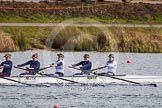 The Boat Race season 2013 - fixture OUWBC vs Olympians: In the Oxford (OUWBC) reserve boat Osiris 5 seat Rachel Purkess, 4 Eleanor Darlington, 3 Hannah Ledbury, 2 Elspeth Cumber and at bow Coralie Viollet-Djelassi..
Dorney Lake,
Dorney, Windsor,
Buckinghamshire,
United Kingdom,
on 16 March 2013 at 12:17, image #227