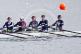 The Boat Race season 2013 - fixture OUWBC vs Olympians: In the Oxford (OUWBC) Blue Boat 5 seat Amy Varney, 4 Jo Lee, 3 Mary Foord-Weston, 2 Alice Carrington-Windo, and at bow Mariann Novak..
Dorney Lake,
Dorney, Windsor,
Buckinghamshire,
United Kingdom,
on 16 March 2013 at 12:17, image #233