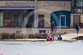 The Boat Race season 2013 - fixture OUWBC vs Olympians: The Olympians are returning to one of the pontoons after the fixture against the two OUWBC boats at Dorney Lake..
Dorney Lake,
Dorney, Windsor,
Buckinghamshire,
United Kingdom,
on 16 March 2013 at 12:27, image #309