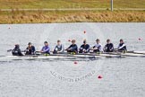 The Boat Race season 2013 - fixture OUWBC vs Olympians: In the Oxford (OUWBC) Blue Boat cox Katie Apfelbaum, stroke Maxie Scheske, Anastasia Chitty, Harriet Keane, Amy Varney, Jo Lee, Mary Foord-Weston, Alice Carrington-Windo, and at bow Mariann Novak..
Dorney Lake,
Dorney, Windsor,
Buckinghamshire,
United Kingdom,
on 16 March 2013 at 12:30, image #325