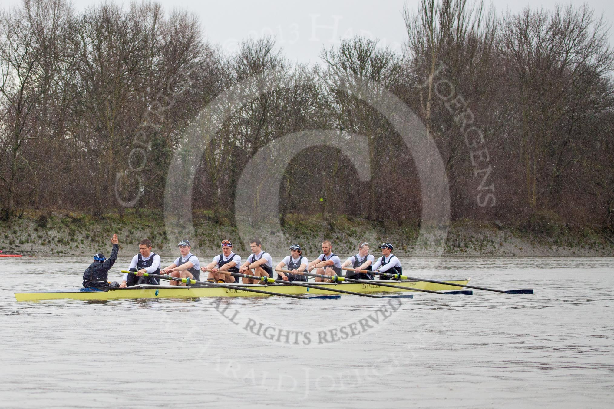 The Boat Race season 2013 - fixture OUBC vs German Eight.
River Thames,
London SW15,

United Kingdom,
on 17 March 2013 at 15:23, image #122