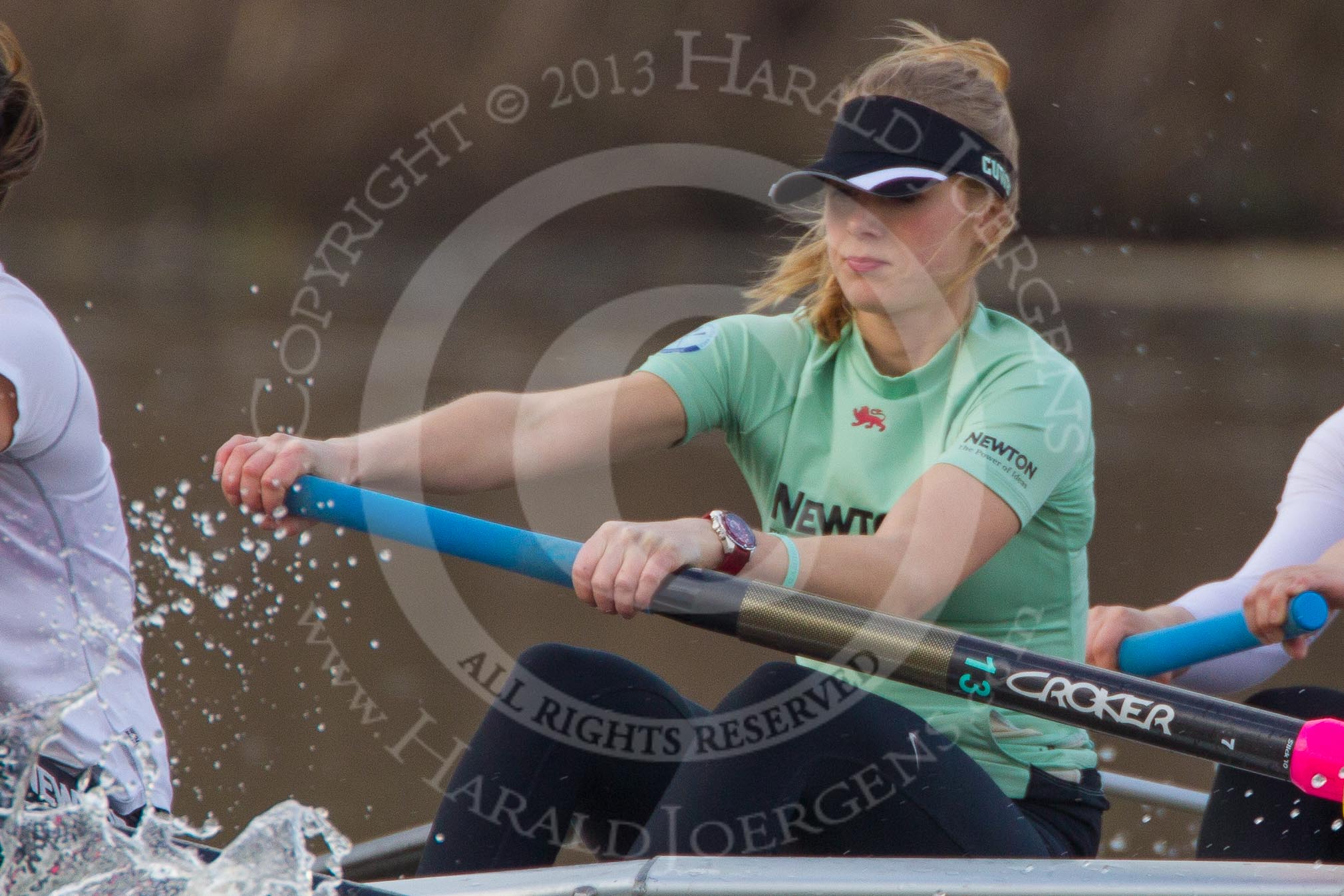 The Boat Race season 2013 - CUWBC training: In the CUWBC Blue Boat 4 seat Jessica Denman..
River Thames near Remenham,
Henley-on-Thames,
Oxfordshire,
United Kingdom,
on 19 March 2013 at 16:00, image #85