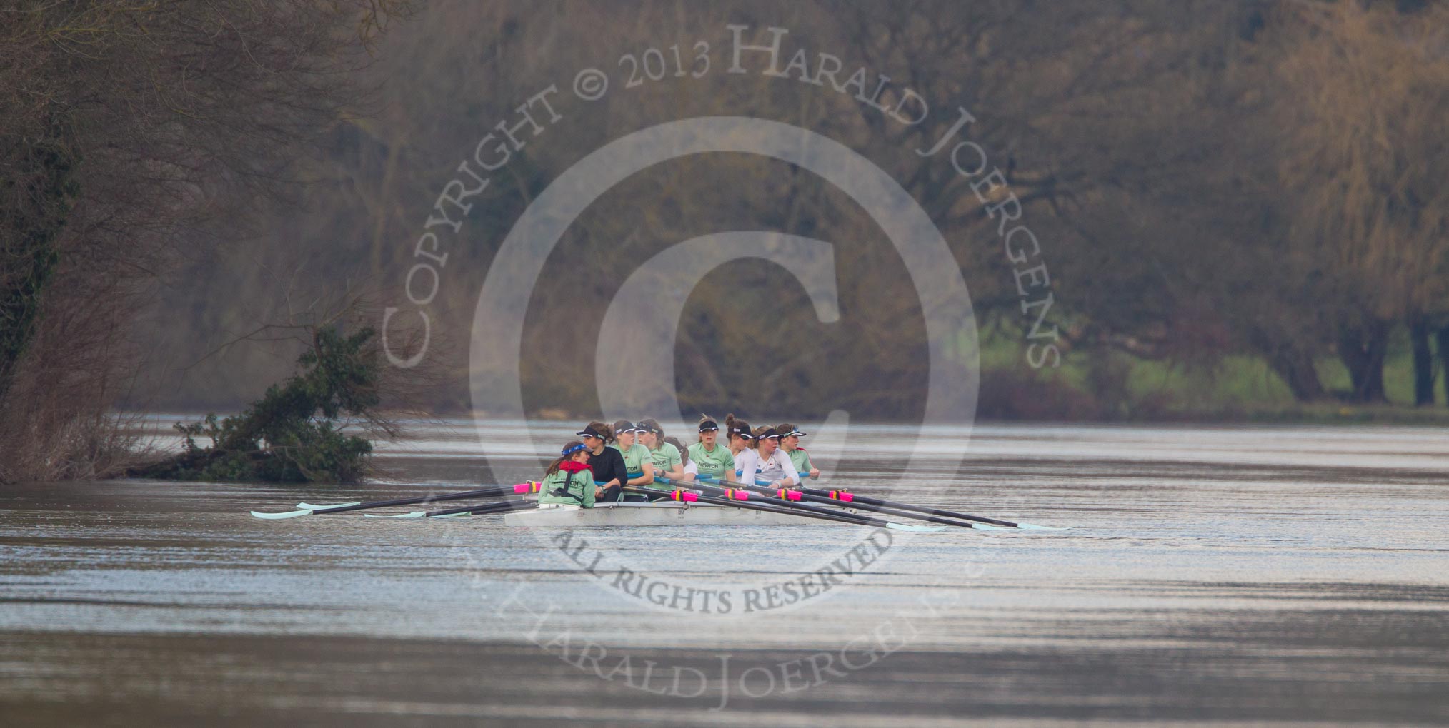 The Boat Race season 2013 - CUWBC training: The CUWBC Blue Boat during a break along Temple Island..
River Thames near Remenham,
Henley-on-Thames,
Oxfordshire,
United Kingdom,
on 19 March 2013 at 16:02, image #92