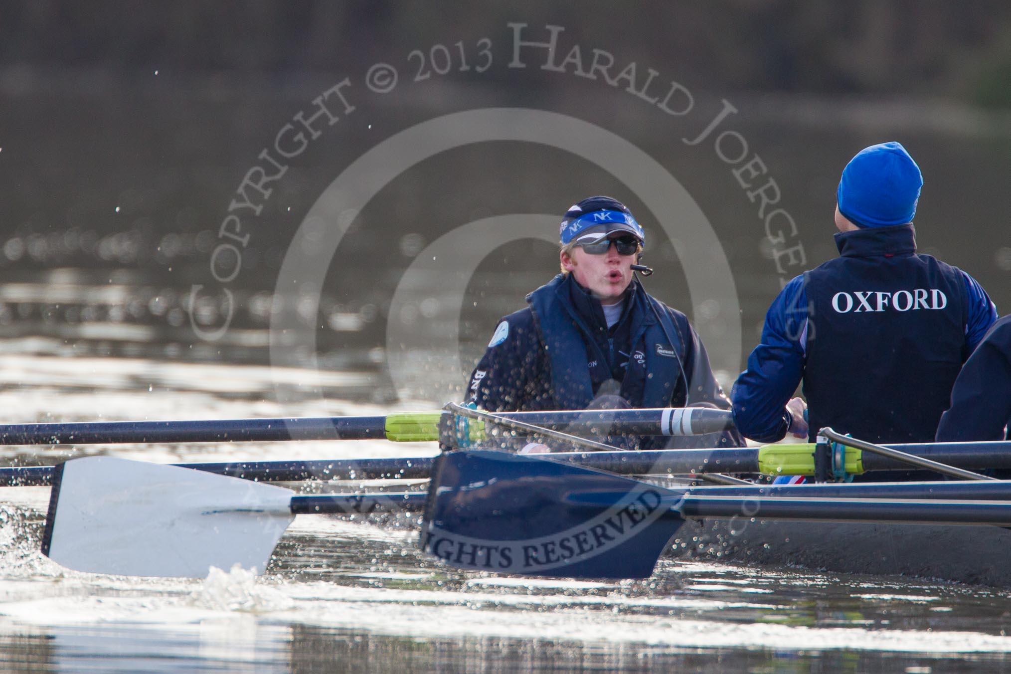 The Boat Race season 2013 - CUWBC training: The OULRC boat - cox Christian Proctor and stroke Max Dillon..
River Thames near Remenham,
Henley-on-Thames,
Oxfordshire,
United Kingdom,
on 19 March 2013 at 16:02, image #95