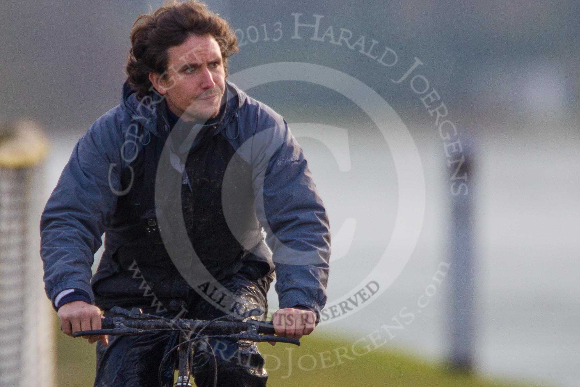 The Boat Race season 2013 - CUWBC training: OULRC Head Coach Bodo Schulenburg supervising the training of the Oxford Lightweight Eight..
River Thames near Remenham,
Henley-on-Thames,
Oxfordshire,
United Kingdom,
on 19 March 2013 at 16:02, image #96