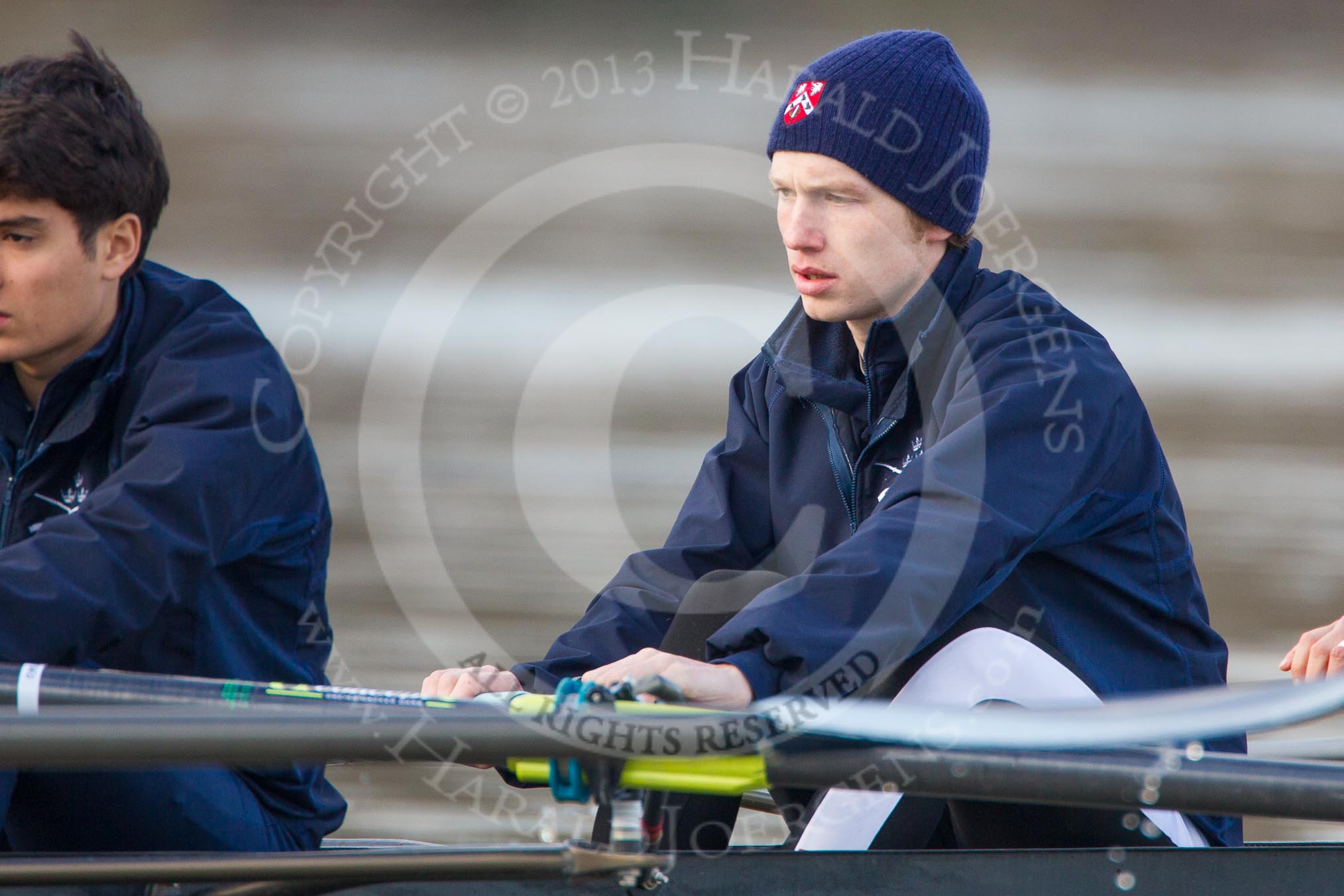 The Boat Race season 2013 - CUWBC training: The OULRC boat -  4 seat Frederick Foster and 3 Keir Macdonald..
River Thames near Remenham,
Henley-on-Thames,
Oxfordshire,
United Kingdom,
on 19 March 2013 at 16:02, image #99