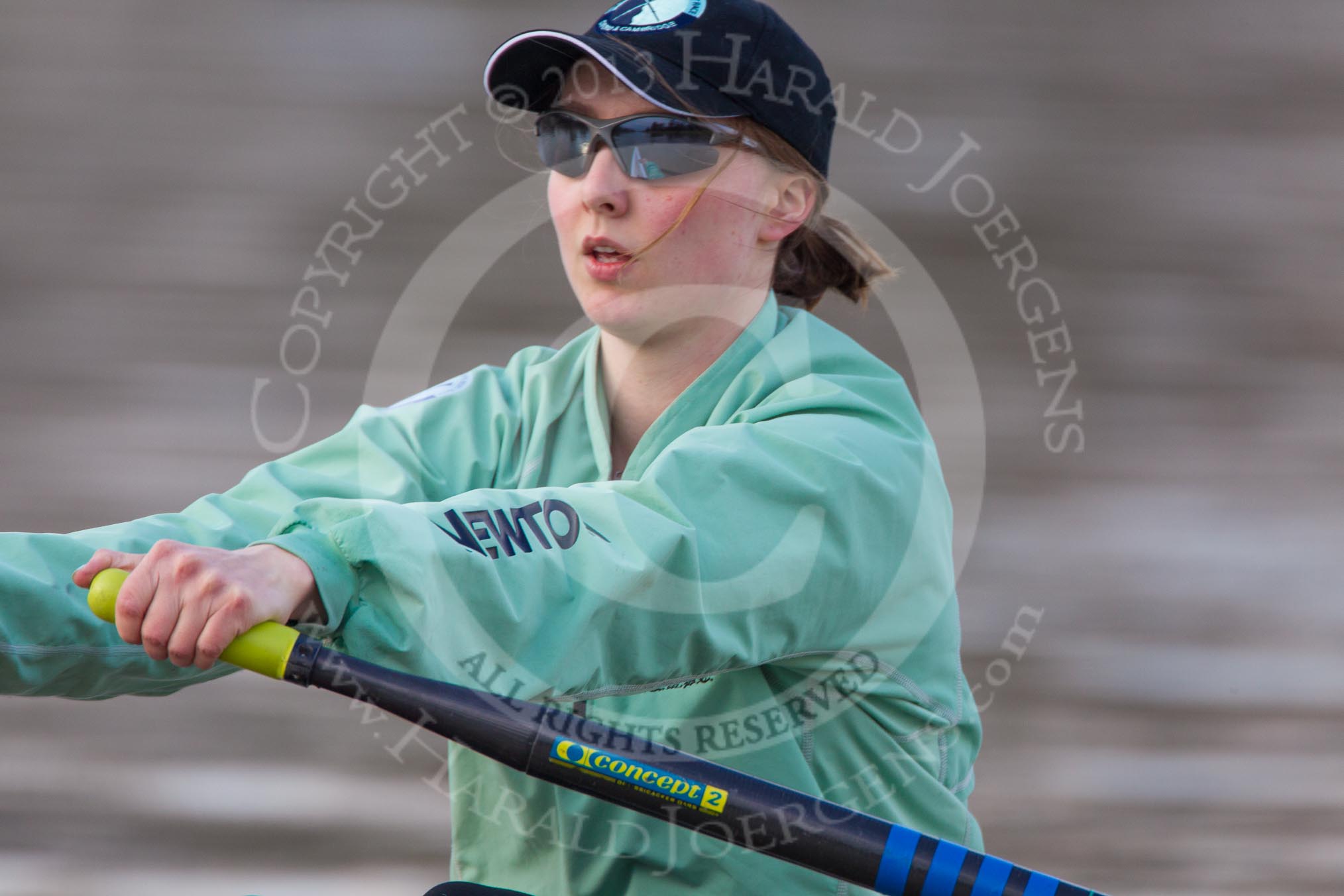The Boat Race season 2013 - CUWBC training: Lizzy Johnstone, CUWBC substitute, rowing ahead of the three Cambridge boats..
River Thames near Remenham,
Henley-on-Thames,
Oxfordshire,
United Kingdom,
on 19 March 2013 at 16:13, image #131