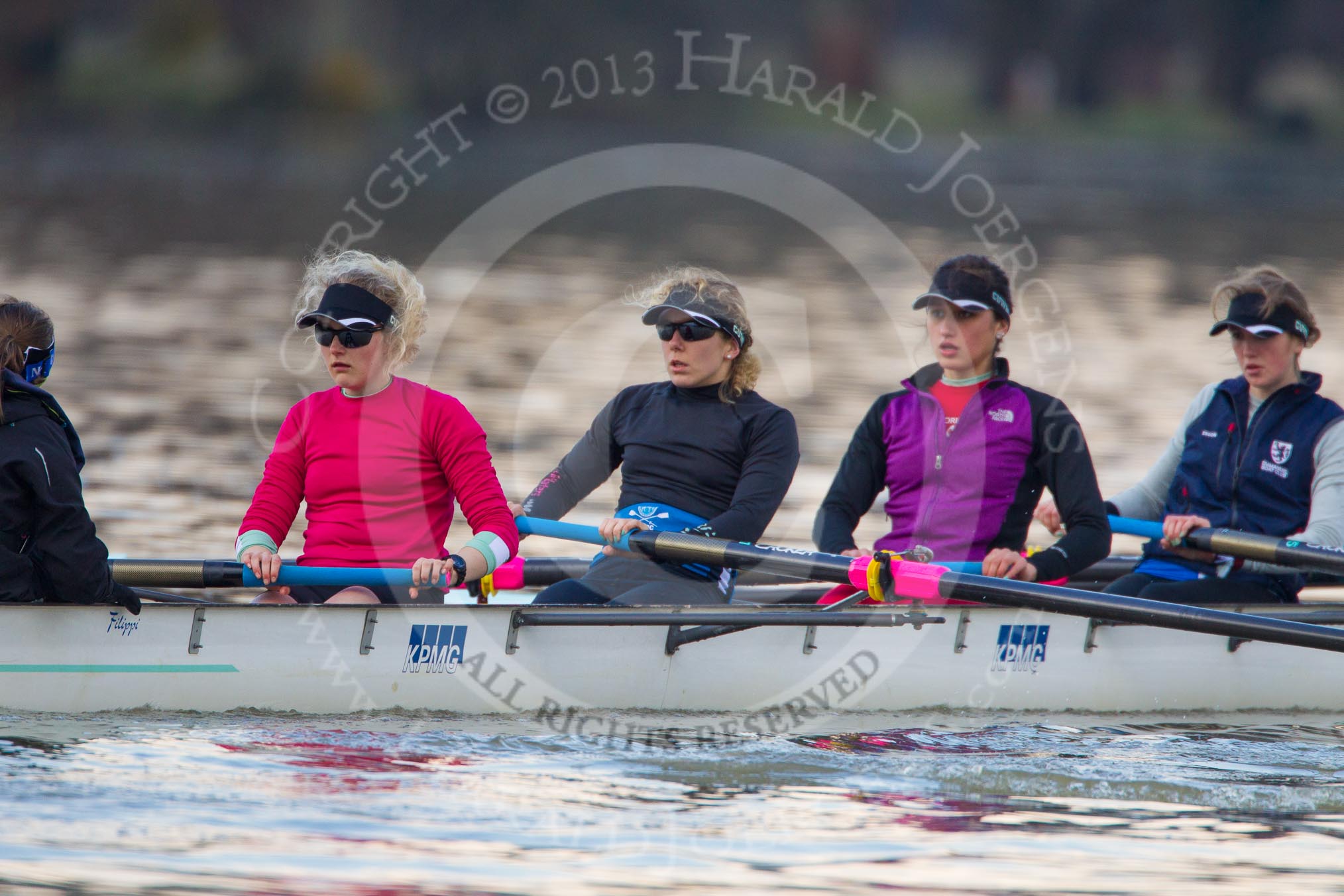 The Boat Race season 2013 - CUWBC training: The CUWBC Lightweights - cox Brielle Stark, stroke Lottie Meggitt, 7 Jilly Tovey, 6 Martina Lagatierra-Wellington and 5 Diane Esson..
River Thames near Remenham,
Henley-on-Thames,
Oxfordshire,
United Kingdom,
on 19 March 2013 at 16:32, image #168