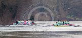 The Boat Race season 2013 - CUWBC training: Both CUWBC boats together on the eastern side of Temple Island, on the left the Blue Boat, on the right the reerve boat Blondie..
River Thames near Remenham,
Henley-on-Thames,
Oxfordshire,
United Kingdom,
on 19 March 2013 at 15:33, image #48