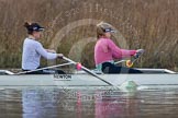 The Boat Race season 2013 - CUWBC training: In the CUWBC Blue Boat 4 seat Jessica Denman and 5 Vicky Shaw..
River Thames near Remenham,
Henley-on-Thames,
Oxfordshire,
United Kingdom,
on 19 March 2013 at 15:39, image #63