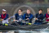 The Boat Race season 2013 - CUWBC training: The OULRC boat - 7 seat Andrew Sayce, 6 Benjamin Walpole, 5 Jasper Warner, 4 Frederick Foster and 3 Keir Macdonald..
River Thames near Remenham,
Henley-on-Thames,
Oxfordshire,
United Kingdom,
on 19 March 2013 at 16:29, image #139
