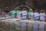 The Boat Race season 2013 - CUWBC training: The CUWBC Blue Boat during the last training unit of the day - cox Esther Momcilovic, stroke Holly Game, 7 Emily Day, 6 Claire Watkins, 5 Vicky Shaw, 4  Jessica Denman, 3 Melissa Wilson, 2 Fay Sandford, and bow Caroline Reid..
River Thames near Remenham,
Henley-on-Thames,
Oxfordshire,
United Kingdom,
on 19 March 2013 at 16:30, image #145