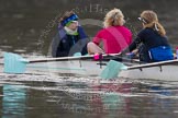 The Boat Race season 2013 - CUWBC training: The CUWBC Lightweights - cox Brielle Stark, stroke Lottie Meggitt and 7 Jilly Tovey..
River Thames near Remenham,
Henley-on-Thames,
Oxfordshire,
United Kingdom,
on 19 March 2013 at 16:31, image #160