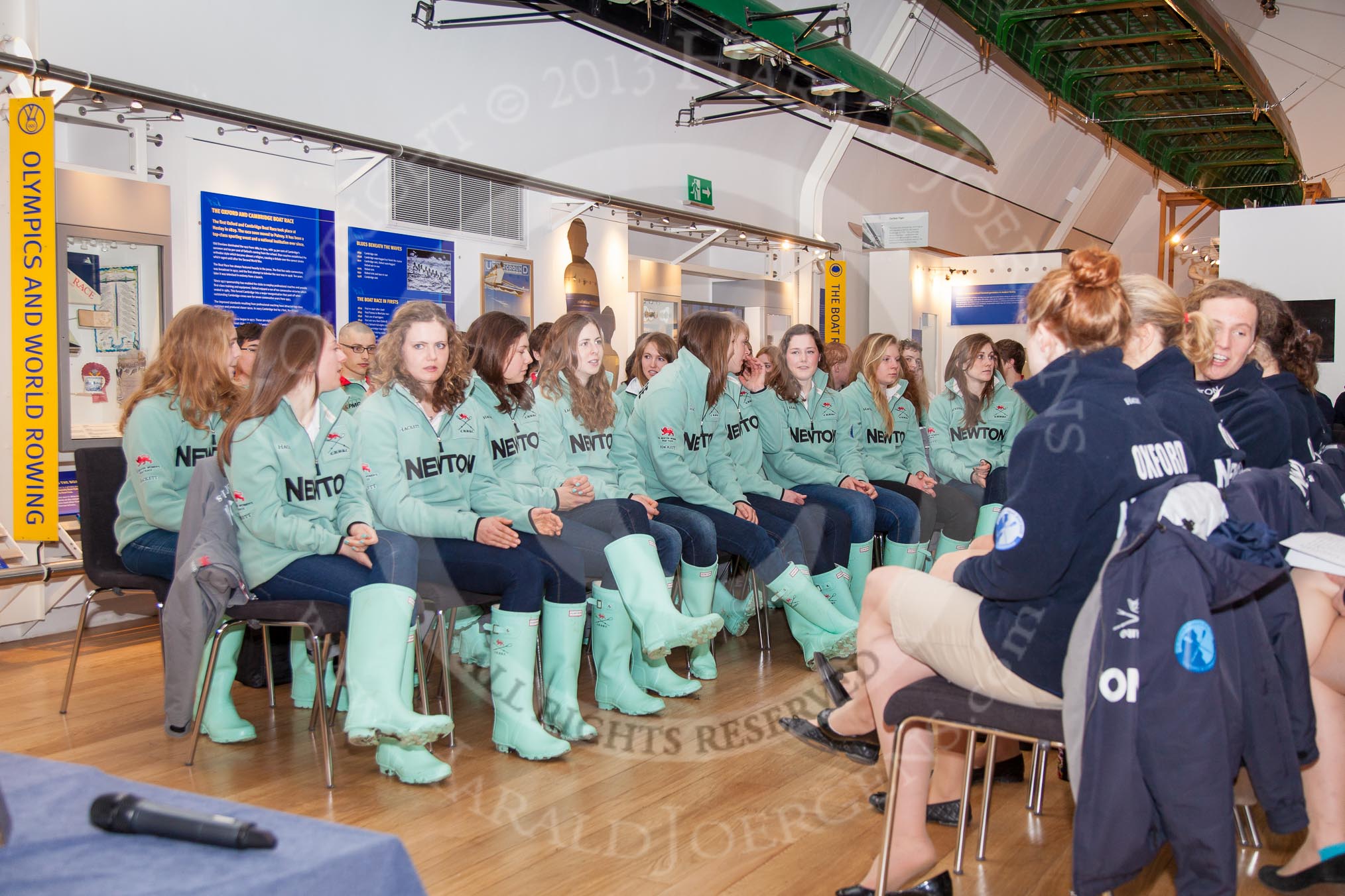 The Boat Race Season 2013 - Henley Boat Races Challenge: The Cambridge University crews before the start of the Henley Boat Races Challenge and Weigh-In, at the Schwarzenbach International Gallery, Henley River and Rowing Museum..
River and Rowing Museum,
H,


on 19 March 2013 at 10:48, image #6