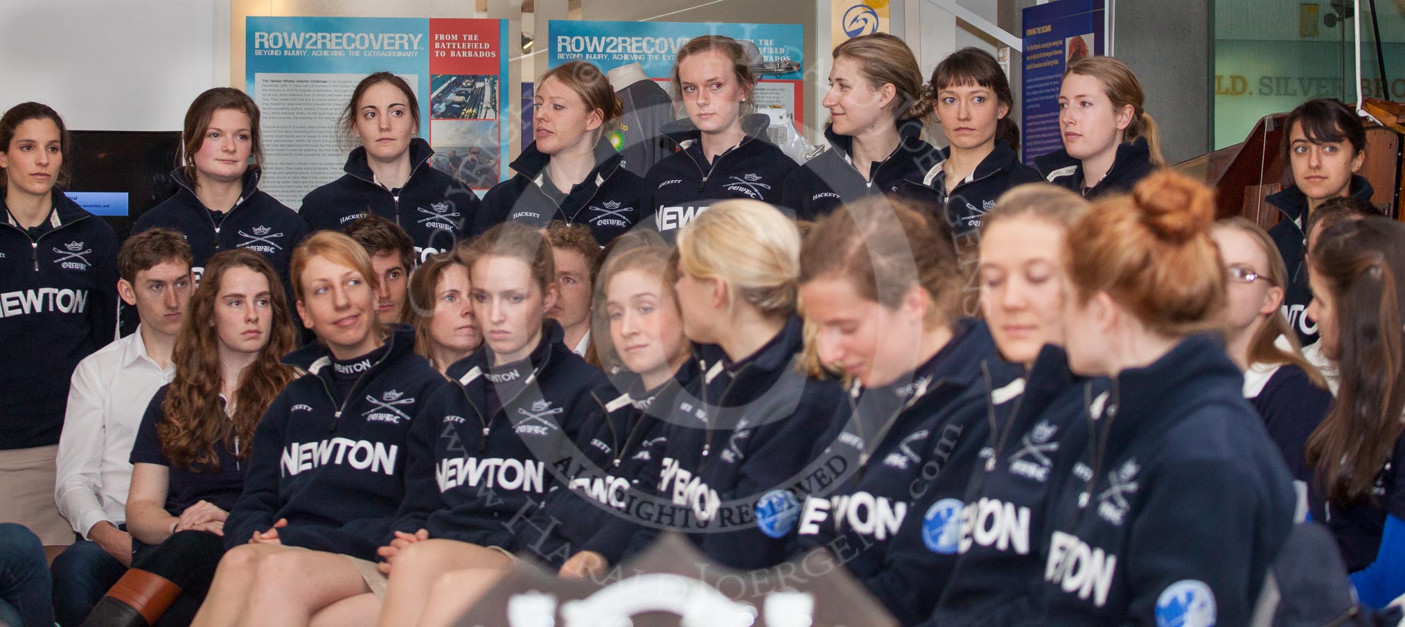 Photo 1303191104525D20426HaraldJoergens The Boat Race Season 2013 - Henley Boat Races Challenge: The crew of the OUWBC reserve boat Osiris - standing and in the last row, behind the Blue Boat and Lightweight crews..
River and Rowing Museum,
H,
on 19 March 2013 at 11:04, image #18
