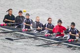 Intercollegiate Women's Race 2013: St John's College, Oxford, with Pirada Trongwongsa at bow, 2 Carly de Jonge, 3 Saskia Greenhalgh, 4 Samantha Rawlinson, 5 Hazel Shepherd, 6 Melissa Bailey, 7 Emma Lowe, stroke Hannah Evans and cox XYZ.