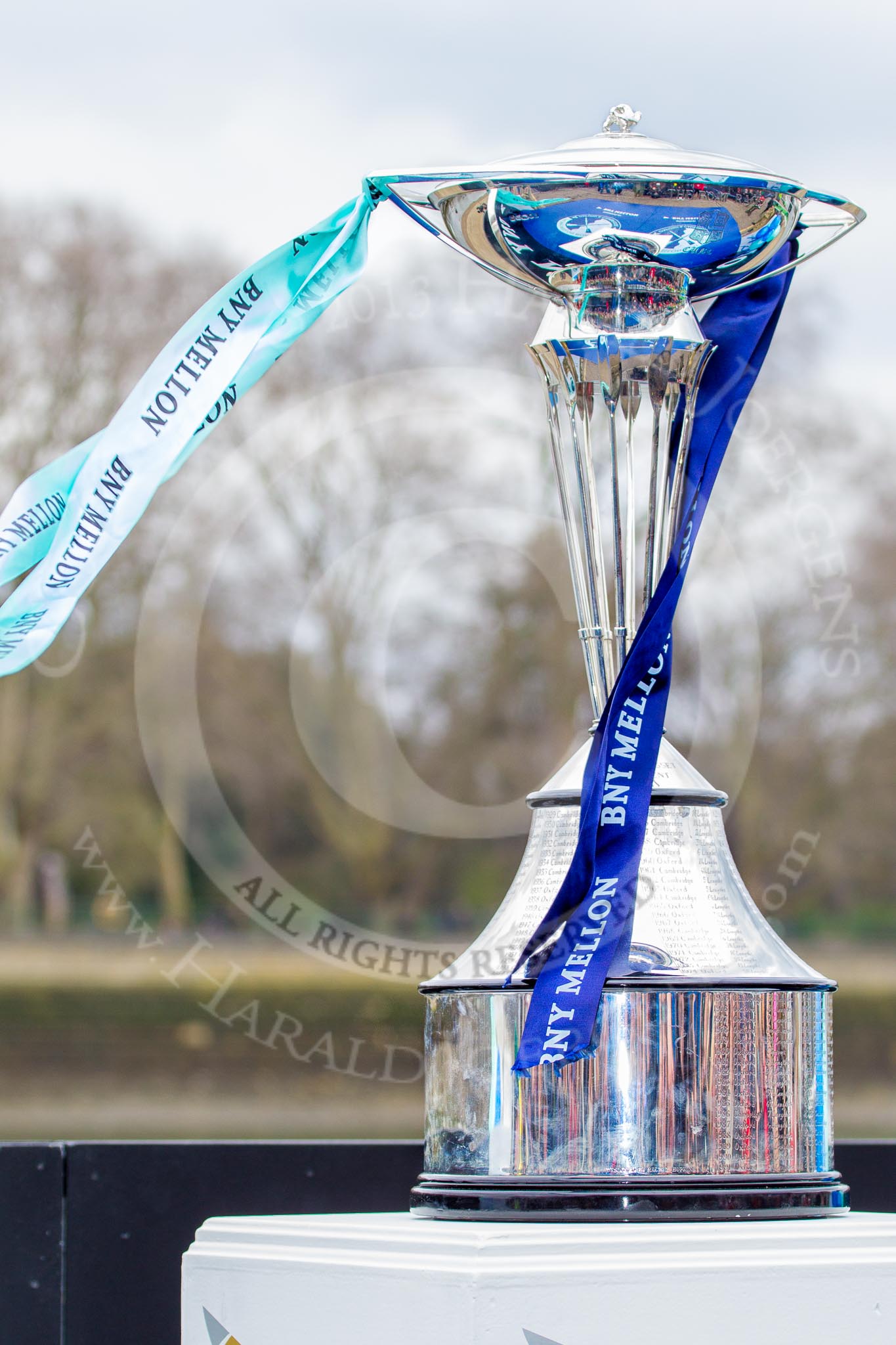 The Boat Race 2013: Close-up view of the 2013 Boat Race trophy at Putney Embankment, just before the toss of the coin..
Putney,
London SW15,

United Kingdom,
on 31 March 2013 at 14:15, image #71