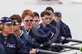 The Boat Race 2013: The crew of the Oxford reserve boat Isis getting ready for the Isis/Goldie race, here 7 seat Rev'd James Stephenson, 6 Benjamin French, 5 Joseph Dawson, 4 William Zeng, 3 Dr Alexander Woods, 2 Nicholas Hazell, and at bow Iain Mandale..
Putney,
London SW15,

United Kingdom,
on 31 March 2013 at 15:16, image #119
