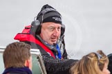 The Boat Race 2013: BBC Floor Manager Chris White on board the "Clare Balding boat" that will follow the 2013 Boat Race..
Putney,
London SW15,

United Kingdom,
on 31 March 2013 at 16:17, image #232
