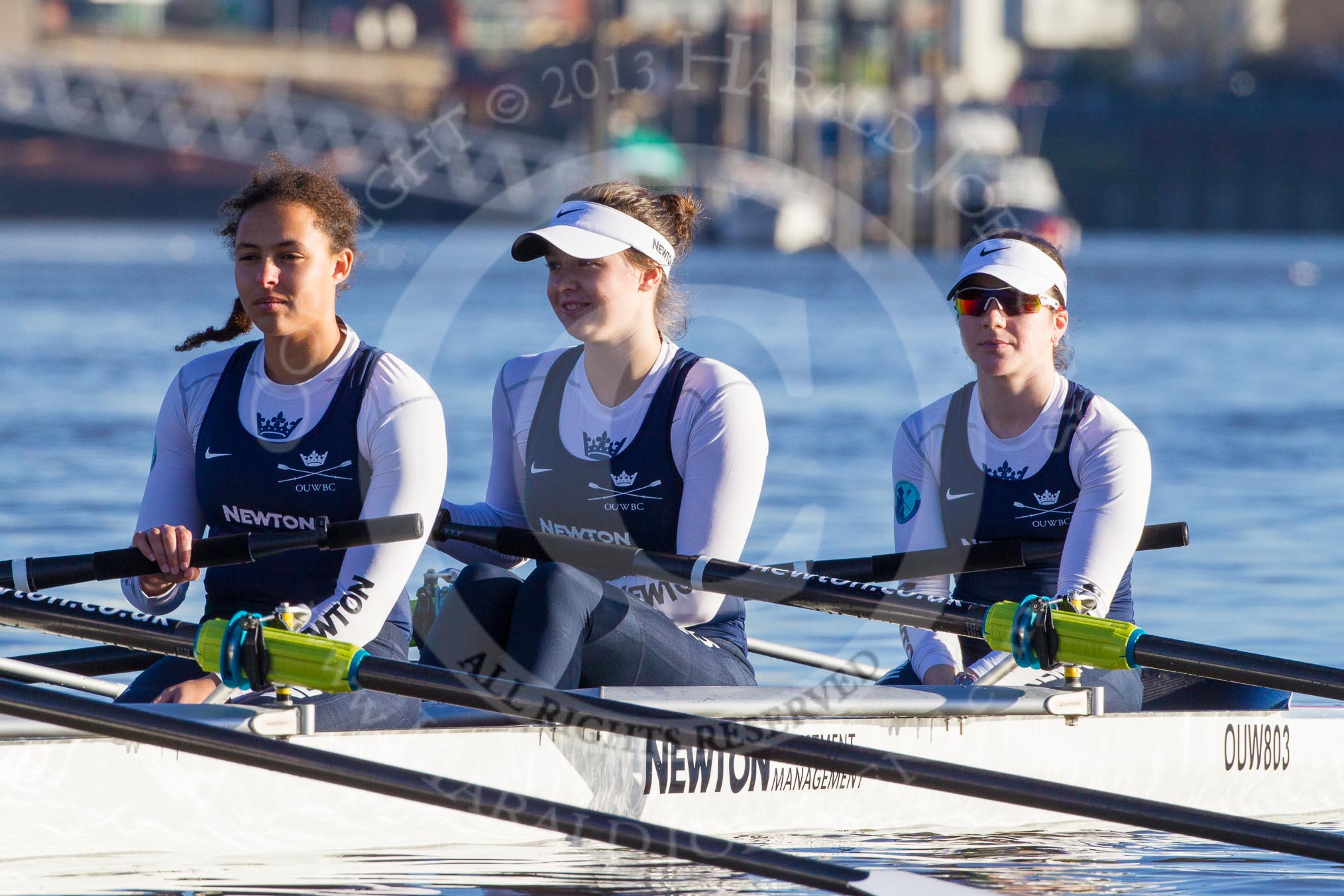 The Boat Race season 2014 - Women's Trial VIIIs (OUWBC, Oxford): Cleopatra: 3 Isabelle Evans, 2 Chloe Farrar, Bow Elizabeth Fenje..
River Thames between Putney Bridge and Mortlake,
London SW15,

United Kingdom,
on 19 December 2013 at 12:36, image #33