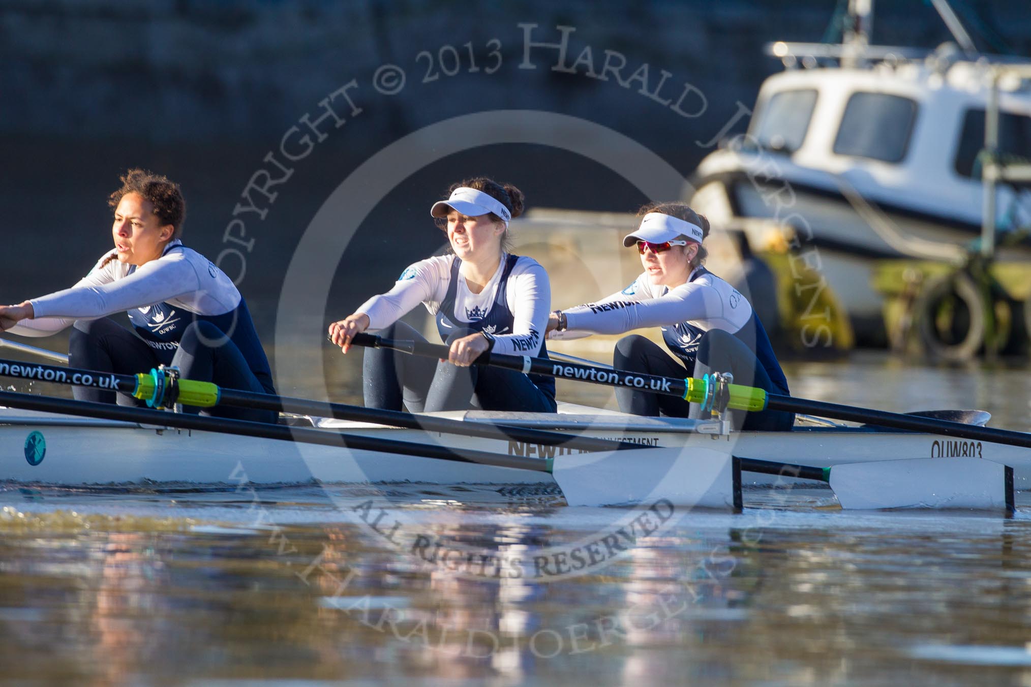 The Boat Race season 2014 - Women's Trial VIIIs (OUWBC, Oxford): Cleopatra: 3 Isabelle Evans, 2 Chloe Farrar, Bow Elizabeth Fenje..
River Thames between Putney Bridge and Mortlake,
London SW15,

United Kingdom,
on 19 December 2013 at 12:43, image #73