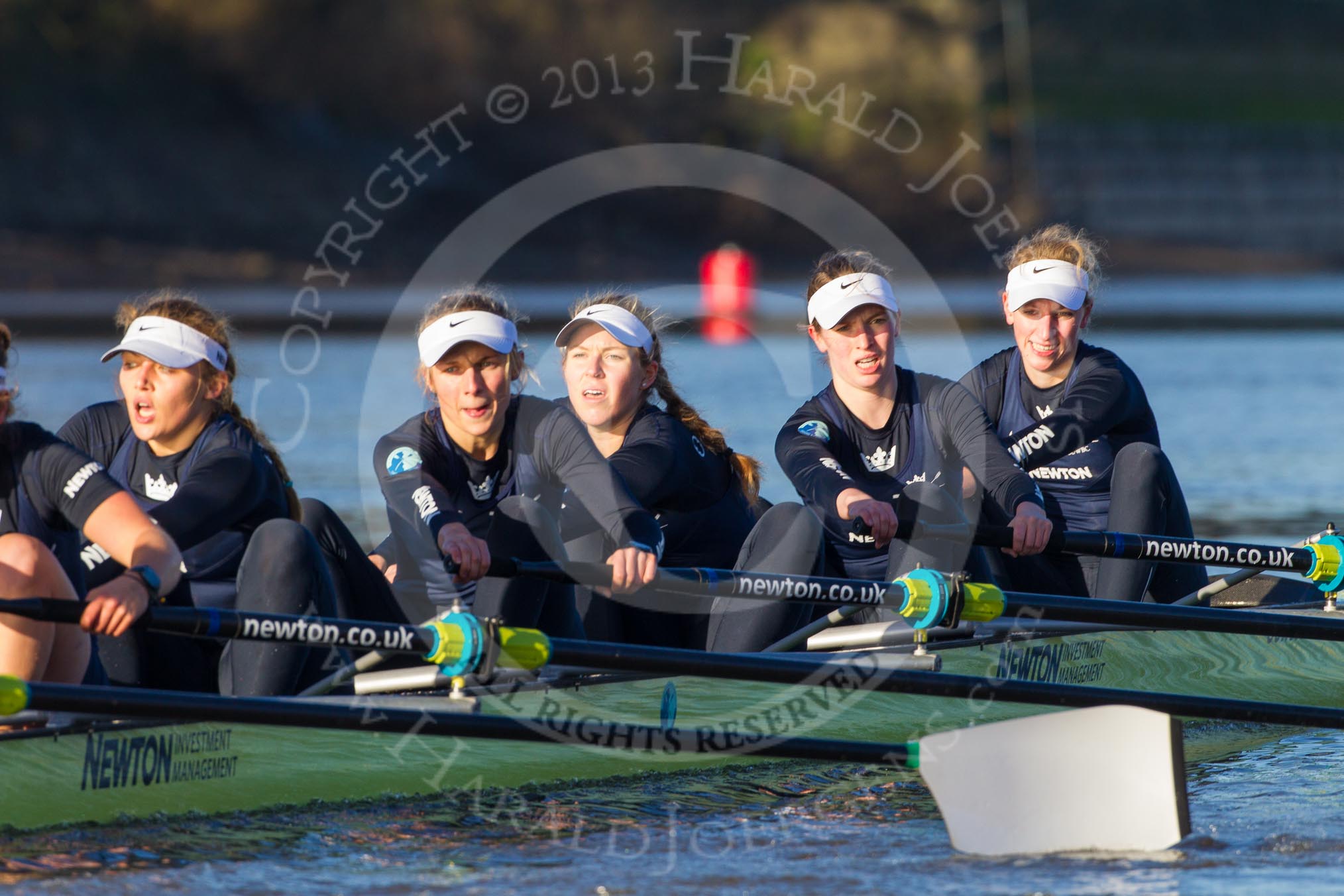 The Boat Race season 2014 - Women's Trial VIIIs (OUWBC, Oxford): Boudicca: 5 Nadine Graedel Iberg, 4 Hannah Roberts, 3 Clare Jamison, 2 Dora Amos, Bow Merel Lefferts..
River Thames between Putney Bridge and Mortlake,
London SW15,

United Kingdom,
on 19 December 2013 at 12:47, image #95