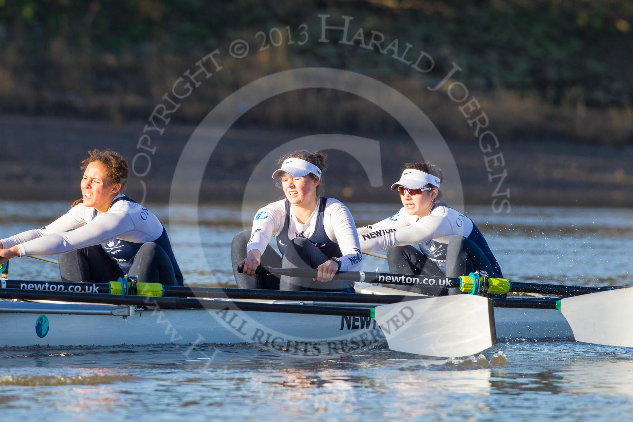 The Boat Race season 2014 - Women's Trial VIIIs (OUWBC, Oxford): Cleopatra: 3 Isabelle Evans, 2 Chloe Farrar, Bow Elizabeth Fenje..
River Thames between Putney Bridge and Mortlake,
London SW15,

United Kingdom,
on 19 December 2013 at 12:47, image #97