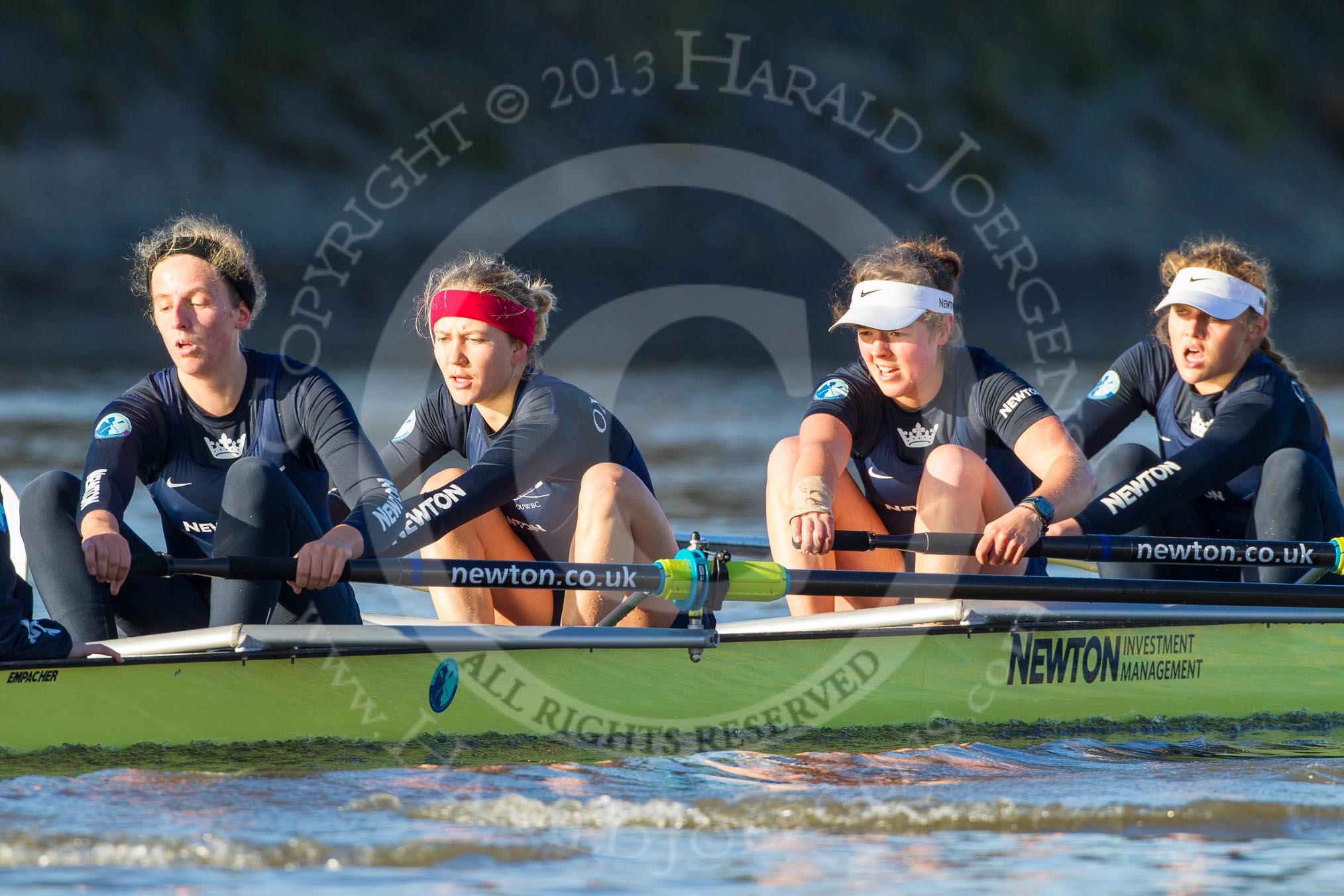 The Boat Race season 2014 - Women's Trial VIIIs (OUWBC, Oxford): Boudicca: Stroke Anastasia Chitty, 7 Maxie Scheske, 6 Lauren Kedar, 5 Nadine Graedel Iberg..
River Thames between Putney Bridge and Mortlake,
London SW15,

United Kingdom,
on 19 December 2013 at 12:49, image #111