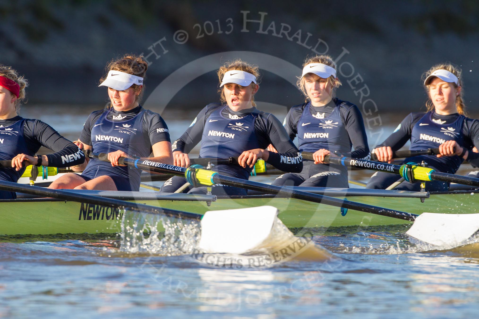 Photo 1312191249071D44712HaraldJoergens The Boat Race season 2014 - Women's Trial VIIIs (OUWBC, Oxford): Boudicca: 6 Lauren Kedar, 5 Nadine Graedel Iberg, 4 Hannah Roberts, 3 Clare Jamison..
River Thames between Putney Bridge and Mortlake,
London SW15,
United Kingdom,
on 19 December 2013 at 12:49, image #112