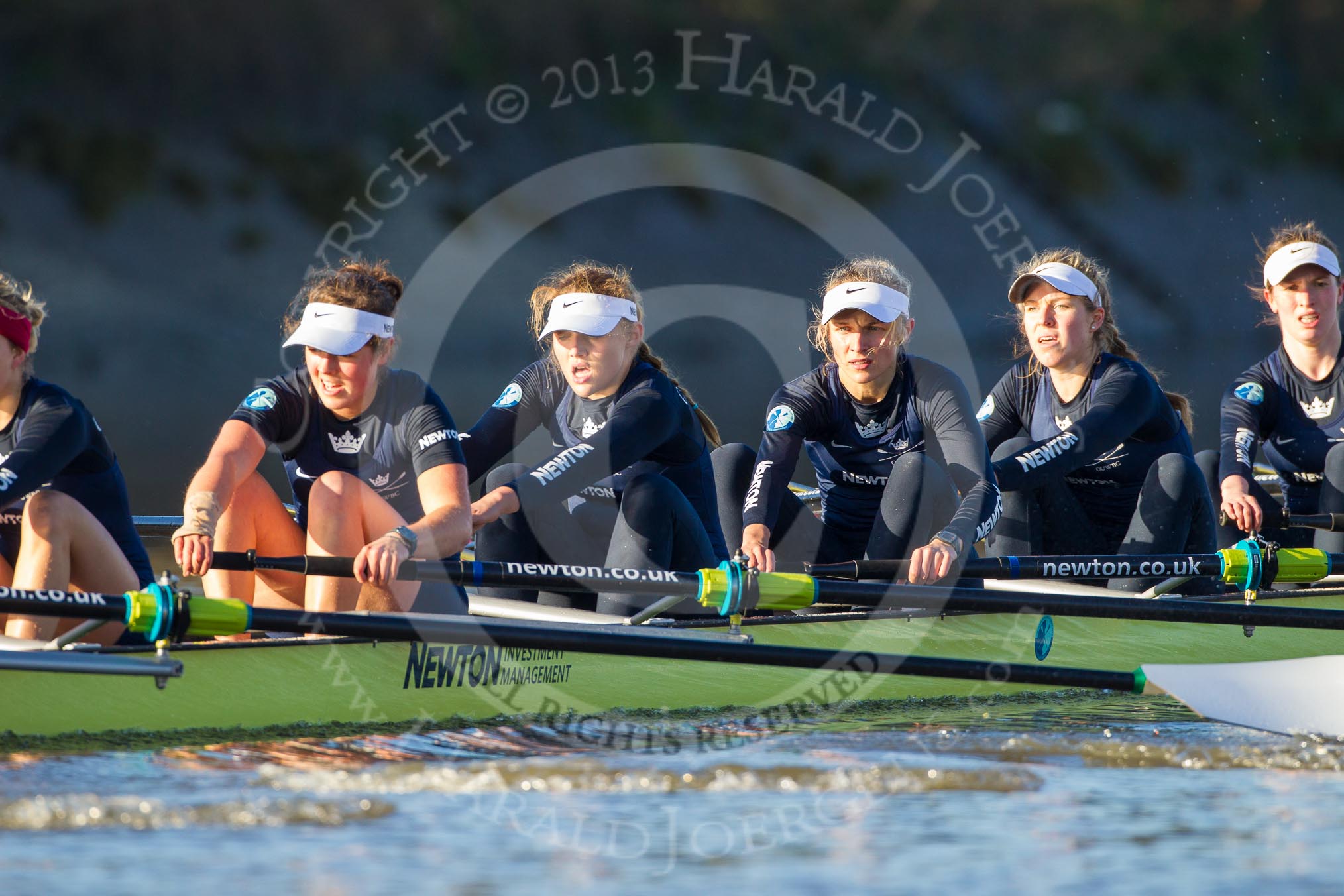 The Boat Race season 2014 - Women's Trial VIIIs (OUWBC, Oxford): Boudicca: , 6 Lauren Kedar, 5 Nadine Graedel Iberg, 4 Hannah Roberts, 3 Clare Jamison, 2 Dora Amos..
River Thames between Putney Bridge and Mortlake,
London SW15,

United Kingdom,
on 19 December 2013 at 12:49, image #119