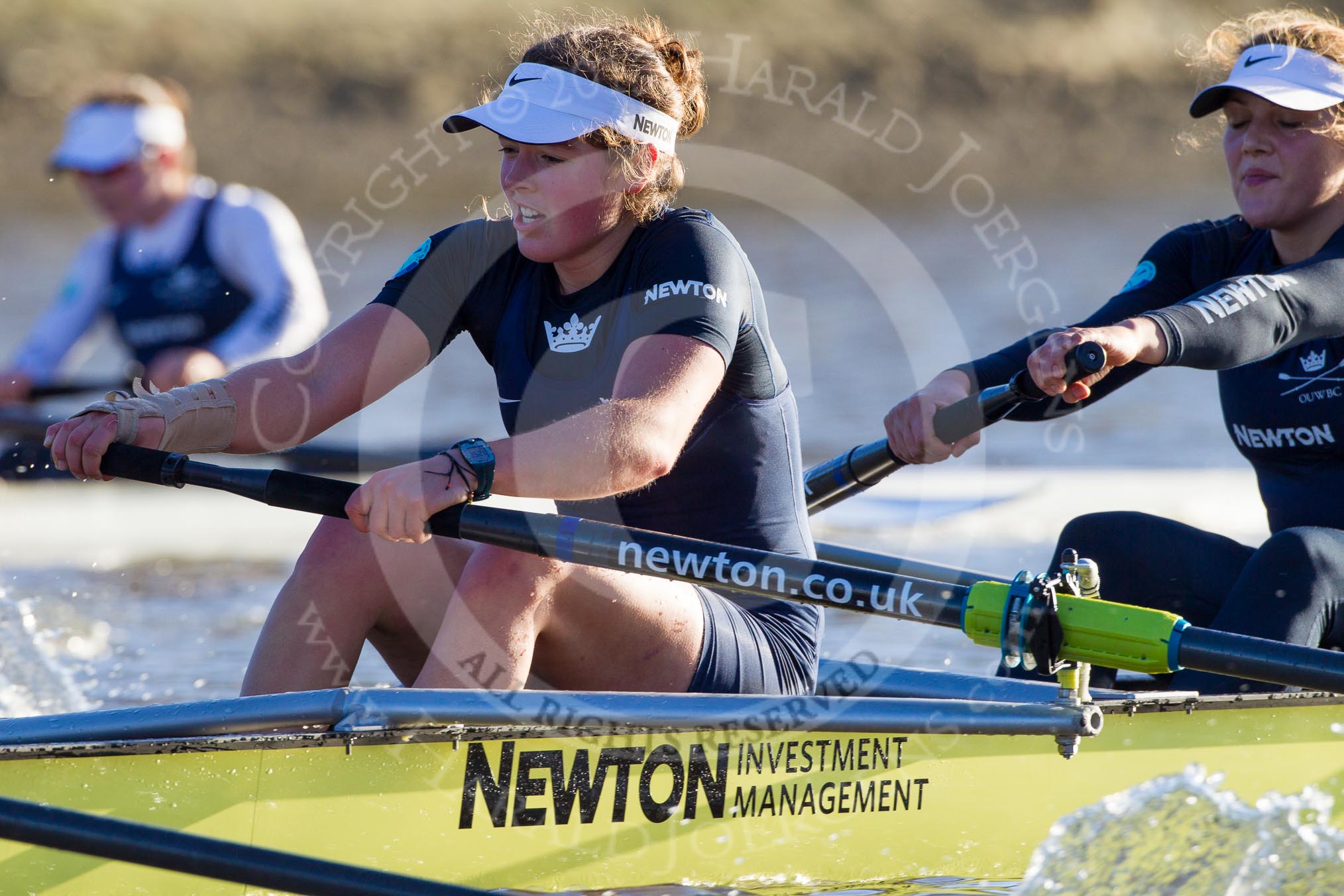 The Boat Race season 2014 - Women's Trial VIIIs (OUWBC, Oxford): Boudicca: C6 Lauren Kedar, 5 Nadine Graedel Iberg..
River Thames between Putney Bridge and Mortlake,
London SW15,

United Kingdom,
on 19 December 2013 at 12:57, image #170