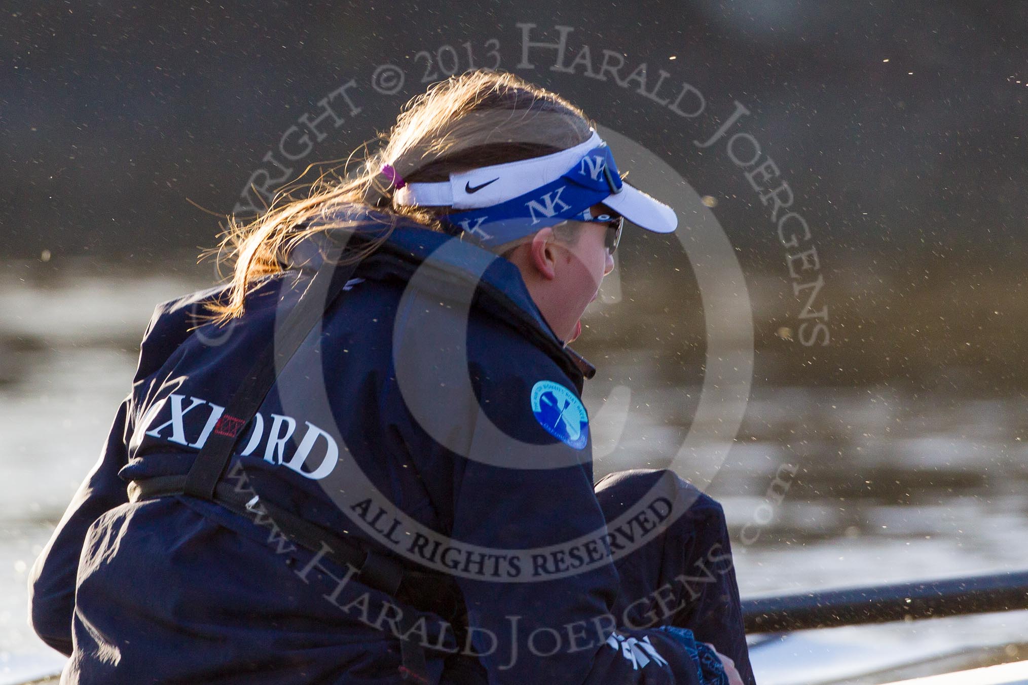 The Boat Race season 2014 - Women's Trial VIIIs (OUWBC, Oxford): Cleopatra: Cox Olivia Cleary..
River Thames between Putney Bridge and Mortlake,
London SW15,

United Kingdom,
on 19 December 2013 at 13:02, image #221